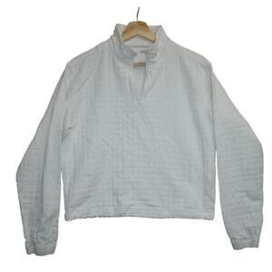 Kith Women’s Quilted Half Zip Pullover XS White Cotton Drawstring Hem Minimalist